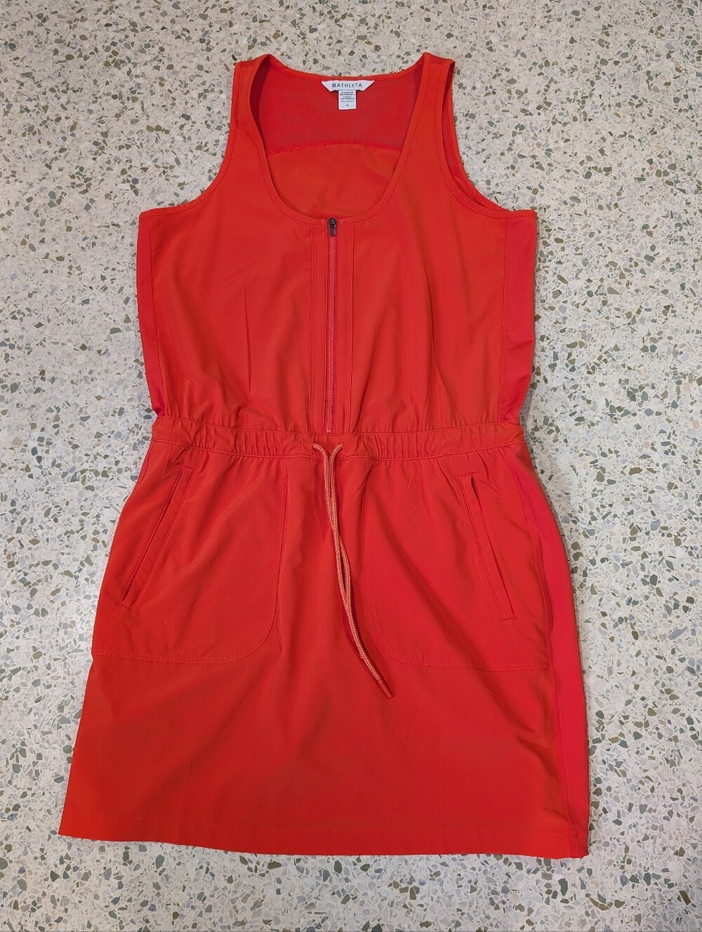 Athleta Orange Zip-Front Sport Dress, Shorts Underneath